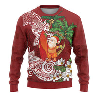 Polynesian Ugly Christmas Sweater Tropical Santa - Plumeria Red Vintage LT7 - Polynesian Pride