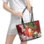 Polynesian Leather Tote Bag Tropical Santa - Plumeria Red Vintage