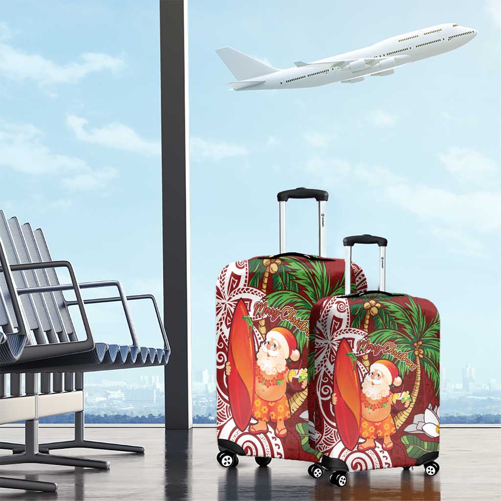 Polynesian Luggage Cover Tropical Santa - Plumeria Red Vintage LT7 - Polynesian Pride