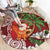 Polynesian Round Carpet Tropical Santa - Plumeria Red Vintage