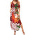 Polynesian Summer Maxi Dress Tropical Santa - Plumeria Red Vintage