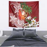 Polynesian Tapestry Tropical Santa - Plumeria Red Vintage LT7 - Polynesian Pride