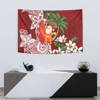 Polynesian Tapestry Tropical Santa - Plumeria Red Vintage LT7 - Polynesian Pride