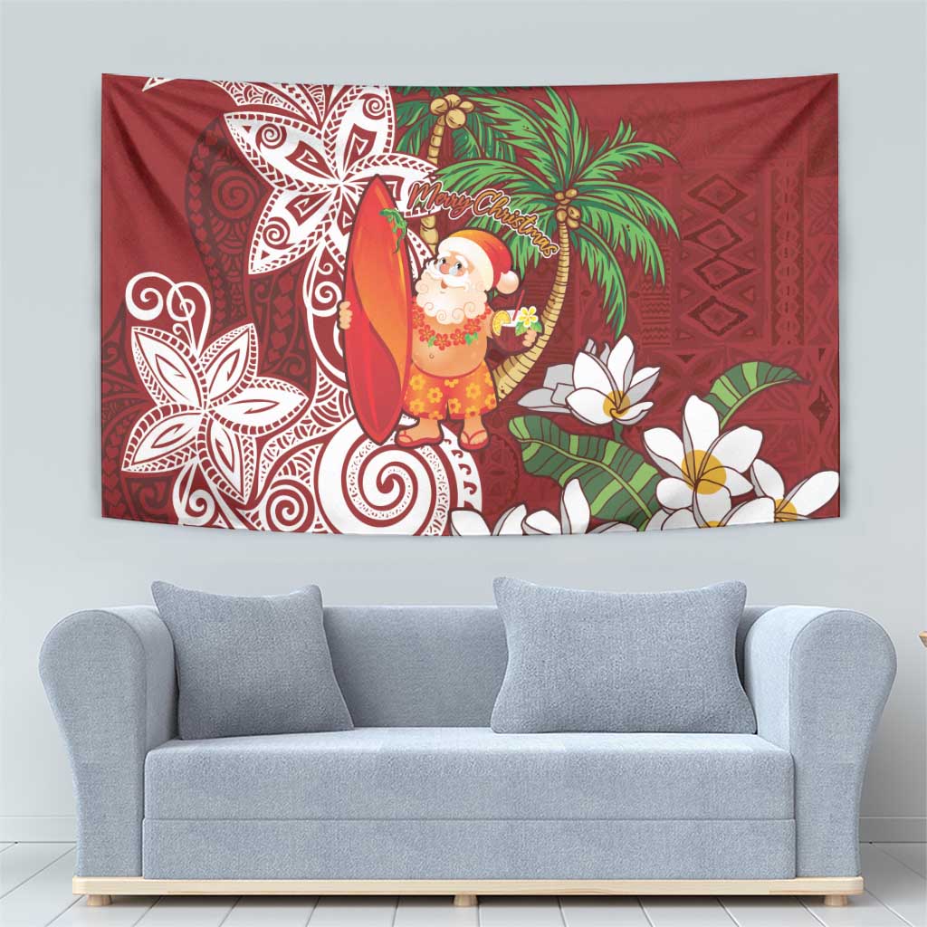 Polynesian Tapestry Tropical Santa - Plumeria Red Vintage LT7 - Polynesian Pride