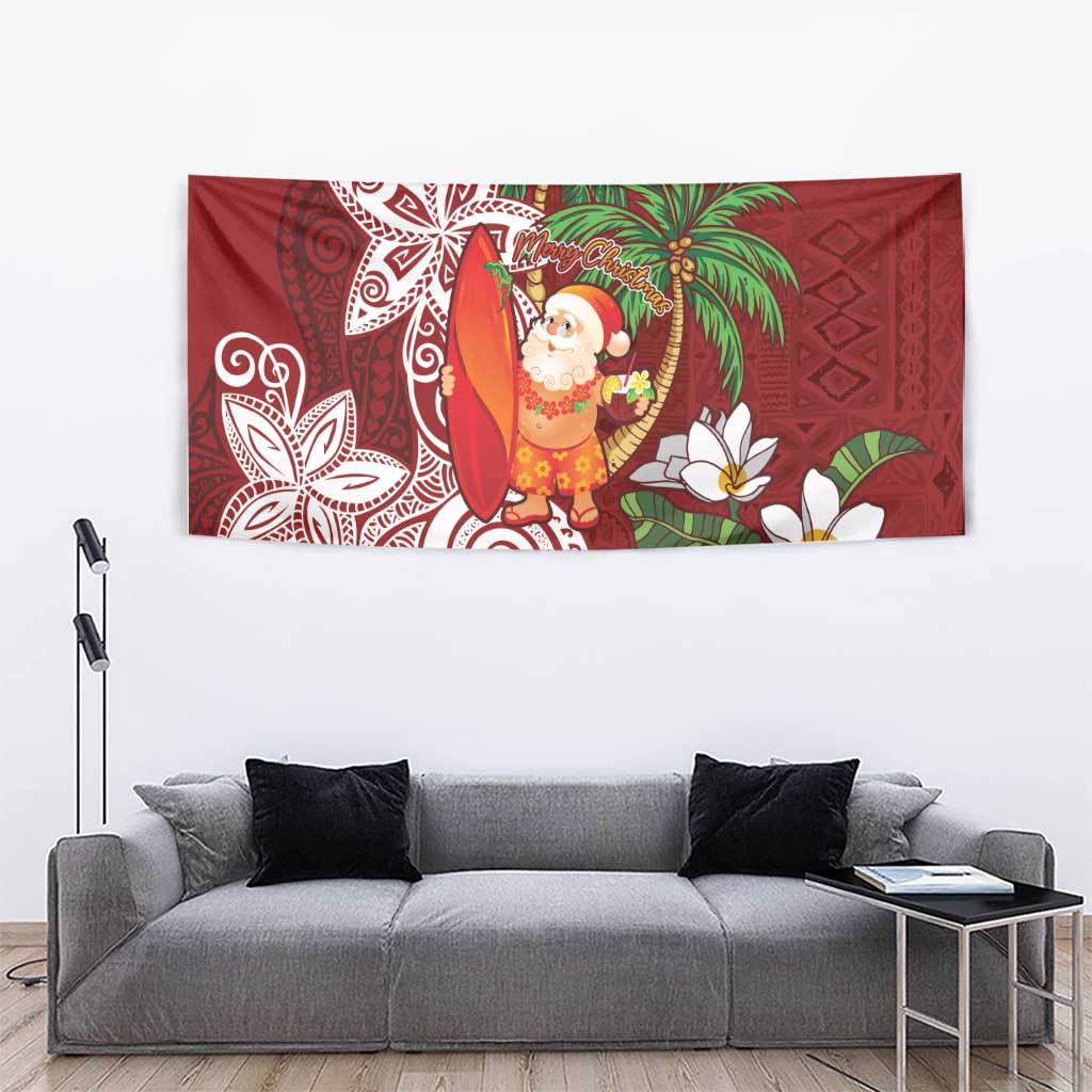 Polynesian Tapestry Tropical Santa - Plumeria Red Vintage LT7 - Polynesian Pride