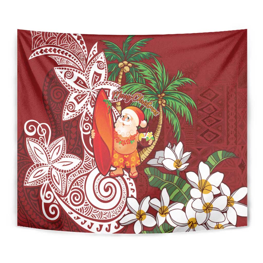 Polynesian Tapestry Tropical Santa - Plumeria Red Vintage LT7 - Polynesian Pride