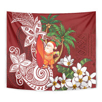 Polynesian Tapestry Tropical Santa - Plumeria Red Vintage LT7 - Polynesian Pride