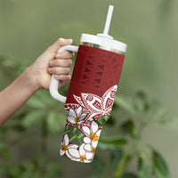 Polynesian Tumbler With Handle Tropical Santa - Plumeria Red Vintage LT7 - Polynesian Pride