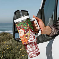 Polynesian Tumbler With Handle Tropical Santa - Plumeria Red Vintage LT7 - Polynesian Pride