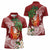 Polynesian Women Polo Shirt Tropical Santa - Plumeria Red Vintage