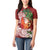 Polynesian Women Polo Shirt Tropical Santa - Plumeria Red Vintage