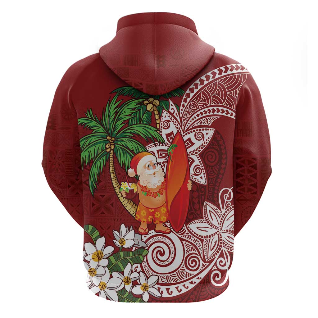 Polynesian Zip Hoodie Tropical Santa - Plumeria Red Vintage LT7 - Polynesian Pride