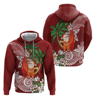 Polynesian Zip Hoodie Tropical Santa - Plumeria Red Vintage LT7 - Polynesian Pride