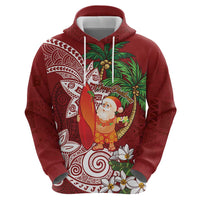 Polynesian Zip Hoodie Tropical Santa - Plumeria Red Vintage LT7 - Polynesian Pride