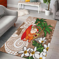 Polynesian Area Rug Tropical Santa - Plumeria Beige Vintage LT7 - Polynesian Pride