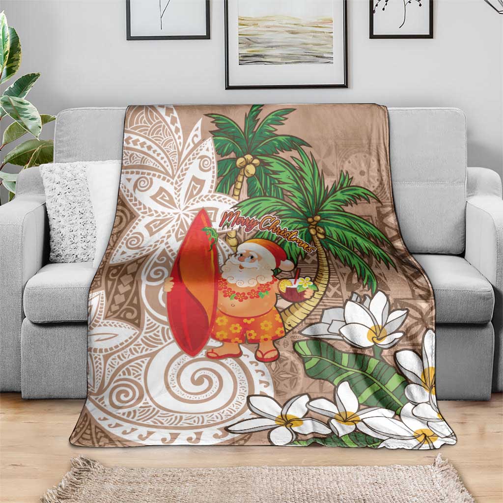 Polynesian Blanket Tropical Santa - Plumeria Beige Vintage LT7 - Polynesian Pride