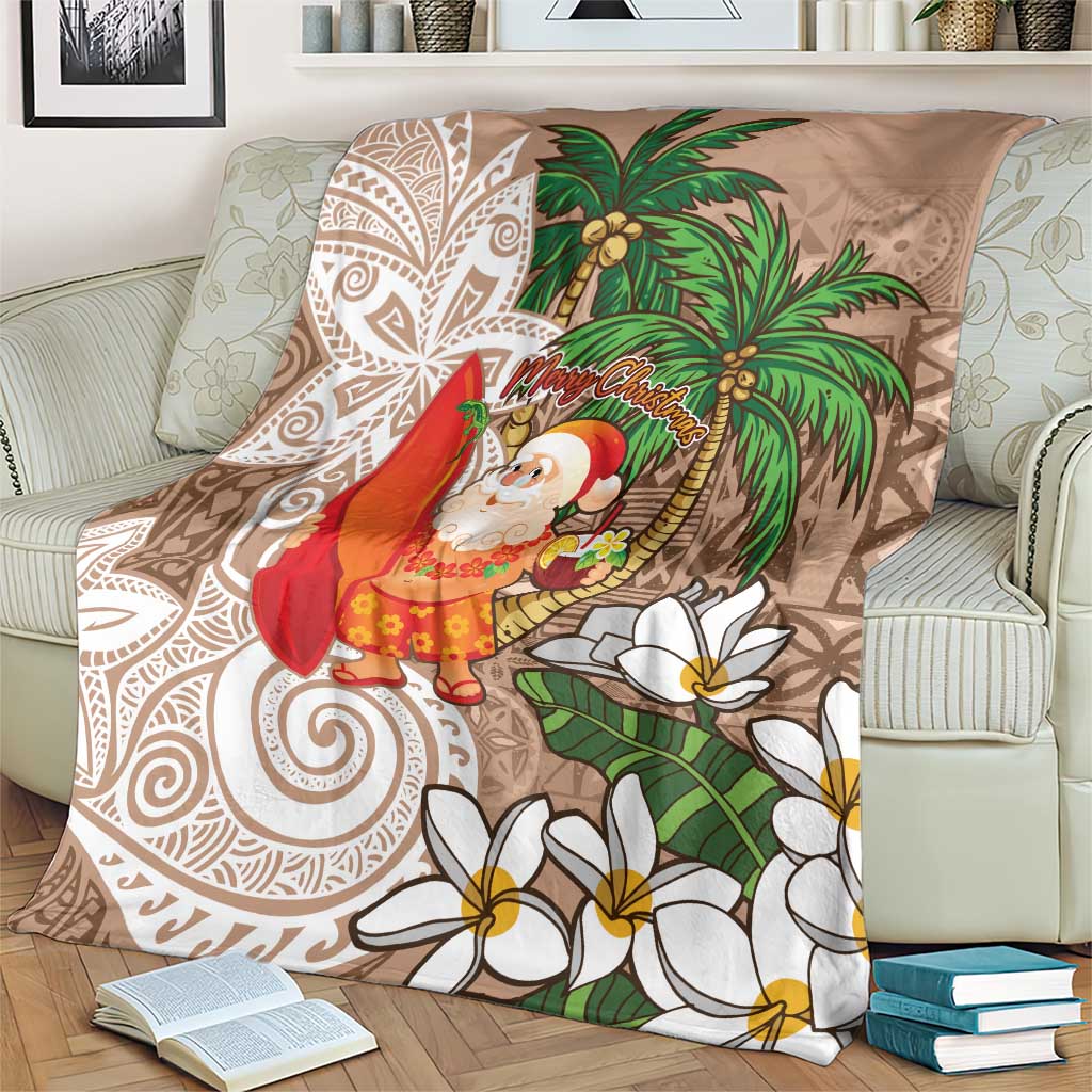 Polynesian Blanket Tropical Santa - Plumeria Beige Vintage LT7 - Polynesian Pride