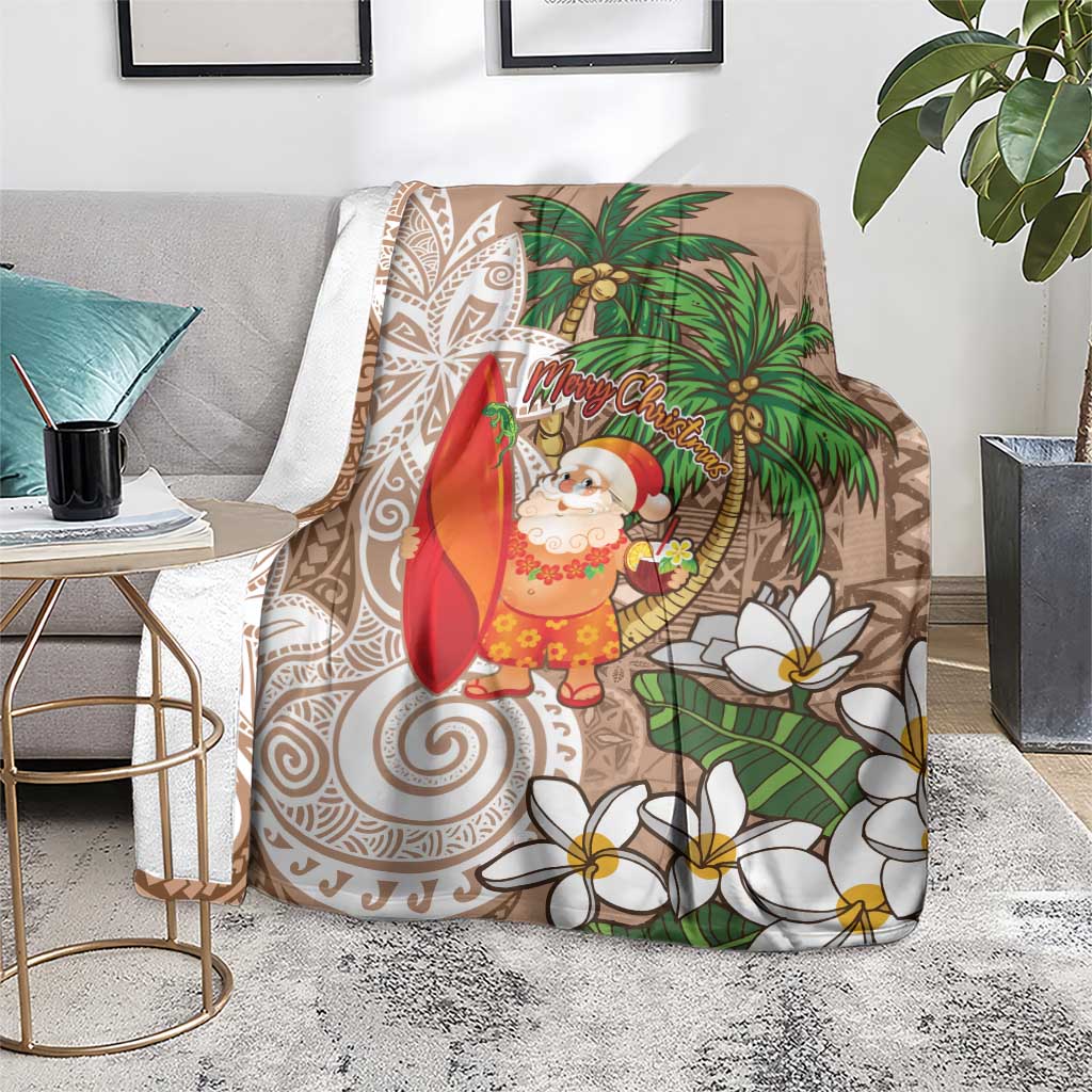 Polynesian Blanket Tropical Santa - Plumeria Beige Vintage LT7 - Polynesian Pride