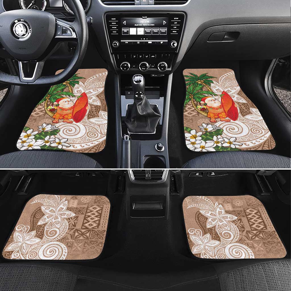 Polynesian Car Mats Tropical Santa - Plumeria Beige Vintage LT7 Set 4pcs Beige - Polynesian Pride