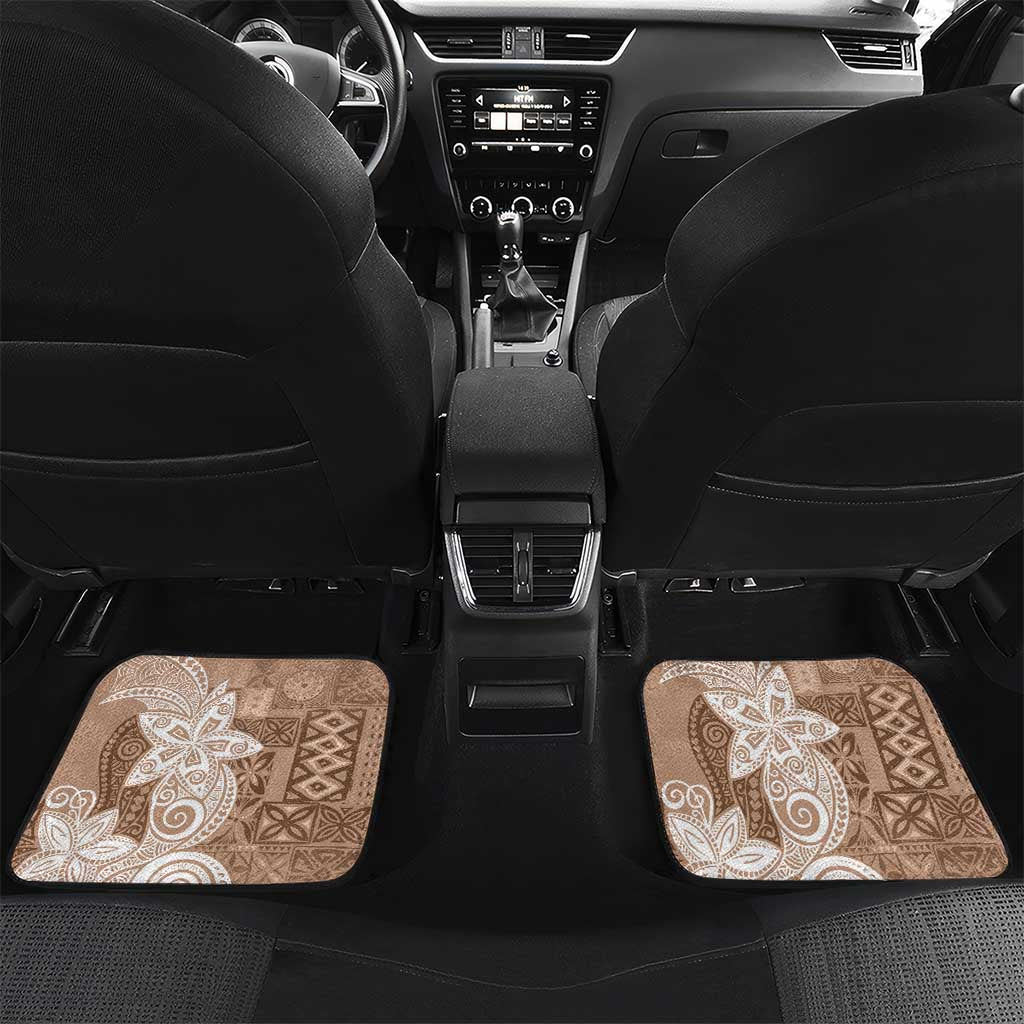 Polynesian Car Mats Tropical Santa - Plumeria Beige Vintage LT7 Set 2pcs - Back Beige - Polynesian Pride