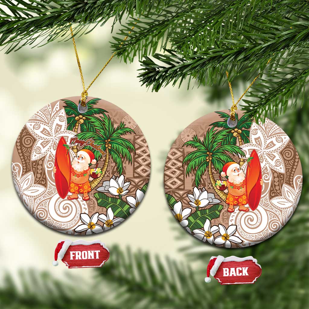 Polynesian Ceramic Ornament Tropical Santa - Plumeria Beige Vintage LT7 Circle Beige - Polynesian Pride