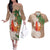 Polynesian Couples Matching Off The Shoulder Long Sleeve Dress and Hawaiian Shirt Tropical Santa - Plumeria Beige Vintage