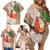 Polynesian Family Matching Off Shoulder Short Dress and Hawaiian Shirt Tropical Santa - Plumeria Beige Vintage