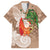 Polynesian Family Matching Short Sleeve Bodycon Dress and Hawaiian Shirt Tropical Santa - Plumeria Beige Vintage