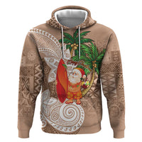 Polynesian Hoodie Tropical Santa - Plumeria Beige Vintage LT7 Pullover Hoodie Beige - Polynesian Pride
