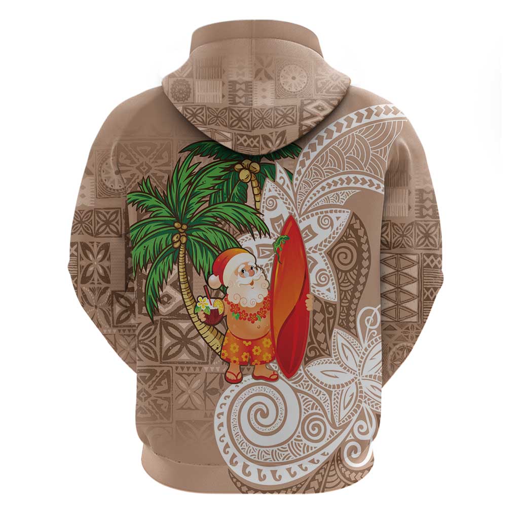 Polynesian Hoodie Tropical Santa - Plumeria Beige Vintage LT7 - Polynesian Pride