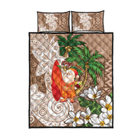 Polynesian Quilt Bed Set Tropical Santa - Plumeria Beige Vintage LT7 - Polynesian Pride