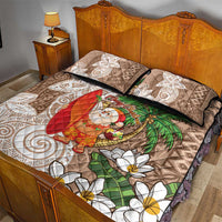 Polynesian Quilt Bed Set Tropical Santa - Plumeria Beige Vintage LT7 - Polynesian Pride