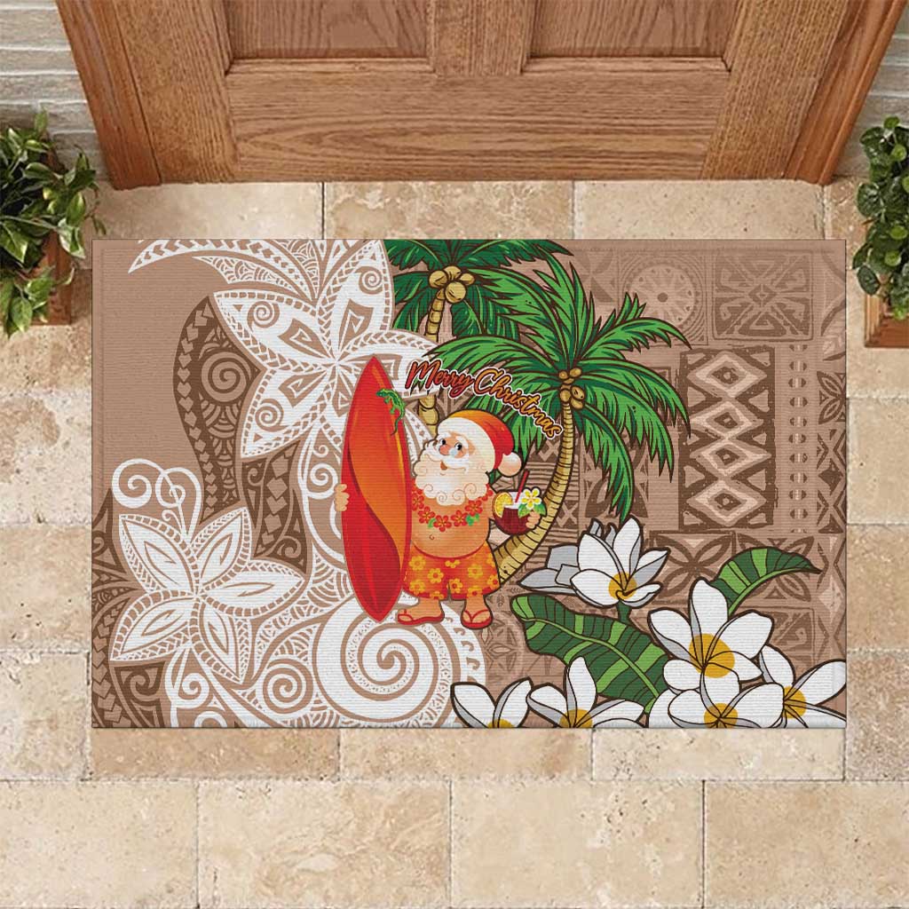 Polynesian Rubber Doormat Tropical Santa - Plumeria Beige Vintage LT7 Beige - Polynesian Pride