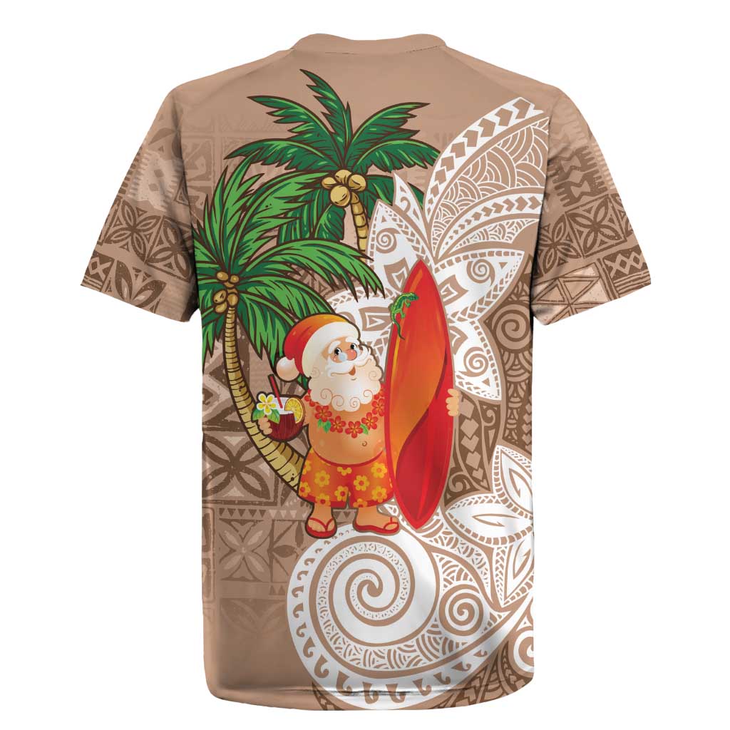Polynesian Rugby Jersey Tropical Santa - Plumeria Beige Vintage LT7 - Polynesian Pride