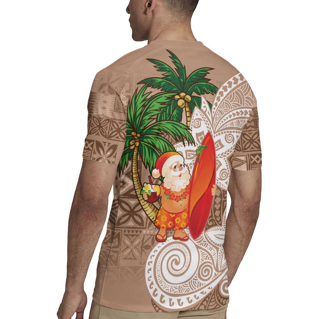 Polynesian Rugby Jersey Tropical Santa - Plumeria Beige Vintage LT7 - Polynesian Pride