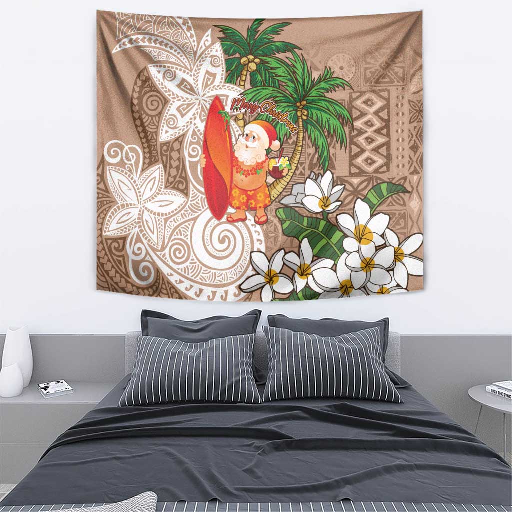 Polynesian Tapestry Tropical Santa - Plumeria Beige Vintage LT7 - Polynesian Pride