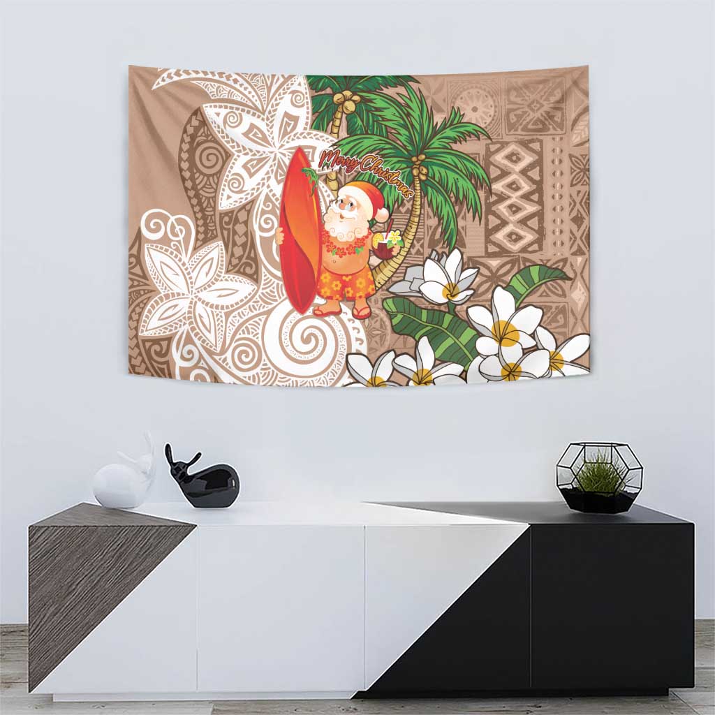Polynesian Tapestry Tropical Santa - Plumeria Beige Vintage LT7 - Polynesian Pride
