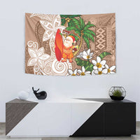 Polynesian Tapestry Tropical Santa - Plumeria Beige Vintage LT7 - Polynesian Pride