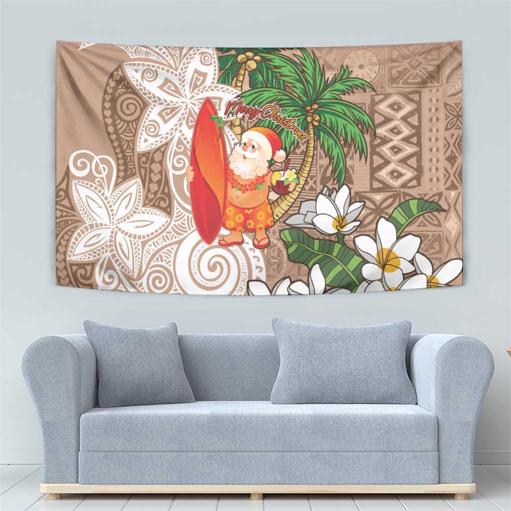 Polynesian Tapestry Tropical Santa - Plumeria Beige Vintage LT7 - Polynesian Pride