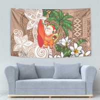 Polynesian Tapestry Tropical Santa - Plumeria Beige Vintage LT7 - Polynesian Pride