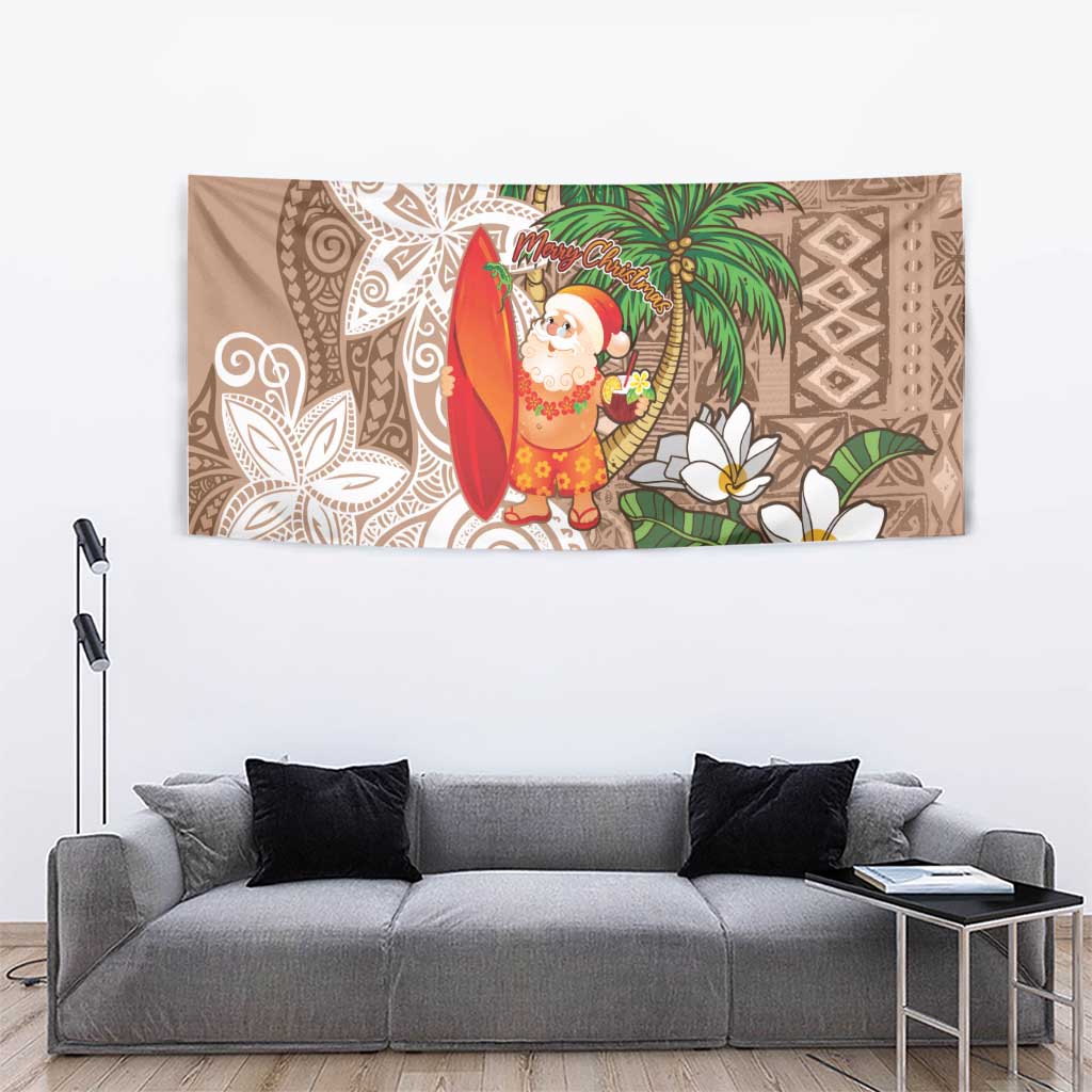 Polynesian Tapestry Tropical Santa - Plumeria Beige Vintage LT7 - Polynesian Pride