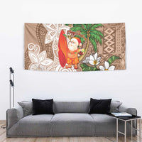 Polynesian Tapestry Tropical Santa - Plumeria Beige Vintage LT7 - Polynesian Pride