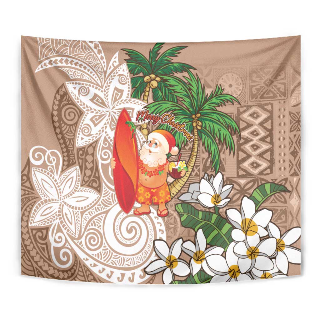 Polynesian Tapestry Tropical Santa - Plumeria Beige Vintage LT7 - Polynesian Pride