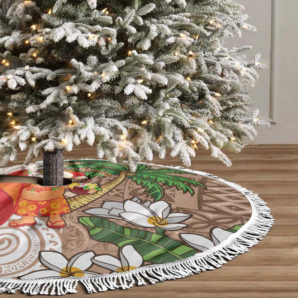 Polynesian Tree Skirt Tropical Santa - Plumeria Beige Vintage LT7 - Polynesian Pride