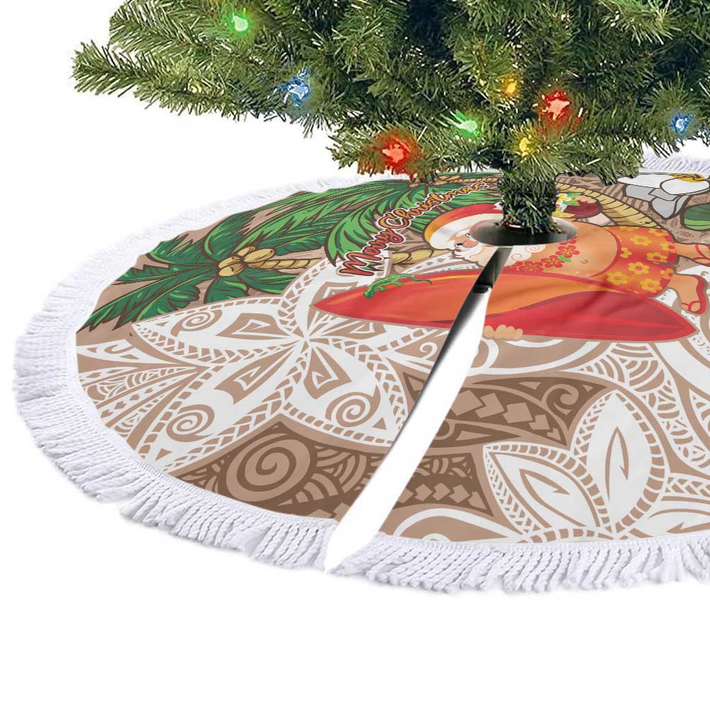 Polynesian Tree Skirt Tropical Santa - Plumeria Beige Vintage LT7 - Polynesian Pride