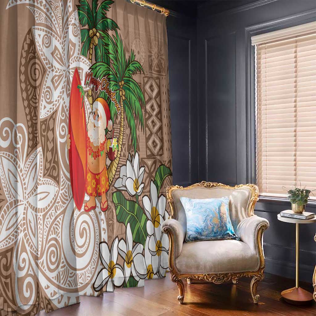 Polynesian Window Curtain Tropical Santa - Plumeria Beige Vintage LT7 - Polynesian Pride