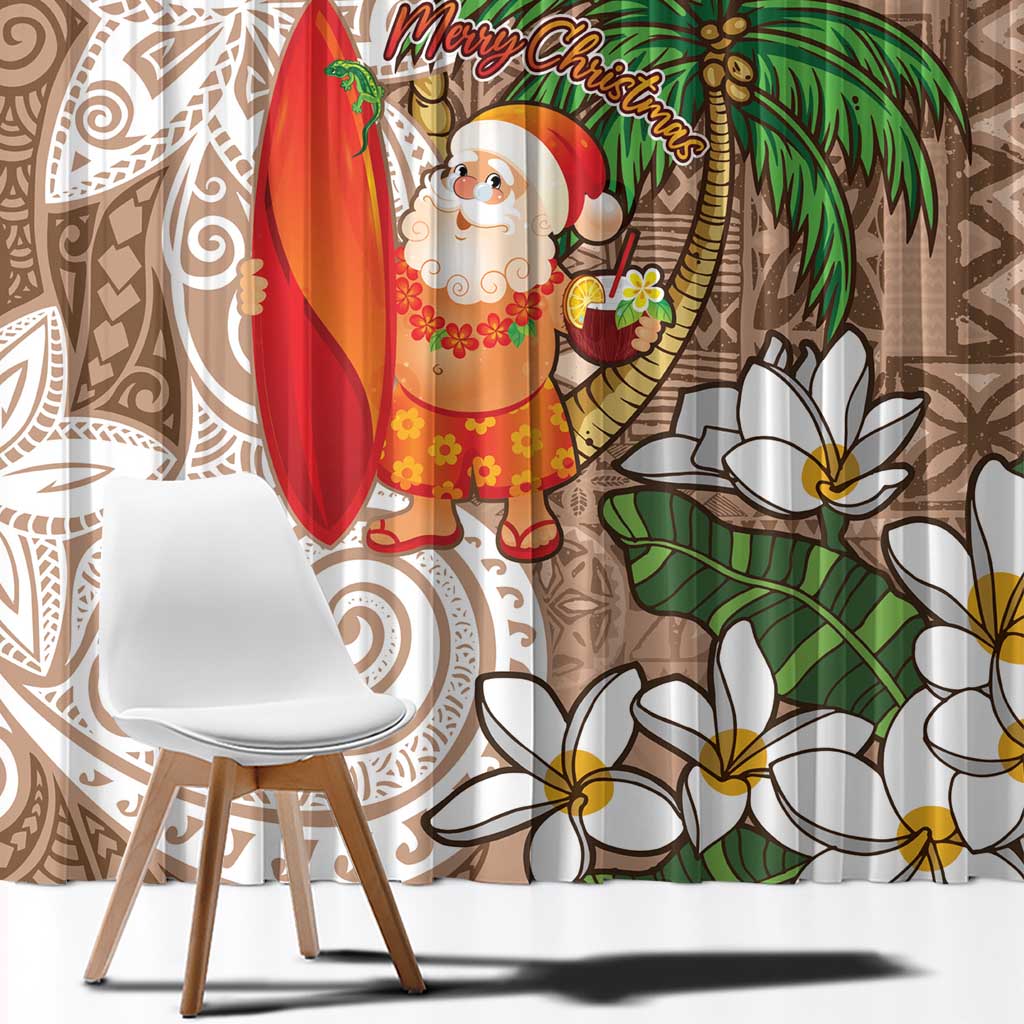 Polynesian Window Curtain Tropical Santa - Plumeria Beige Vintage LT7 - Polynesian Pride