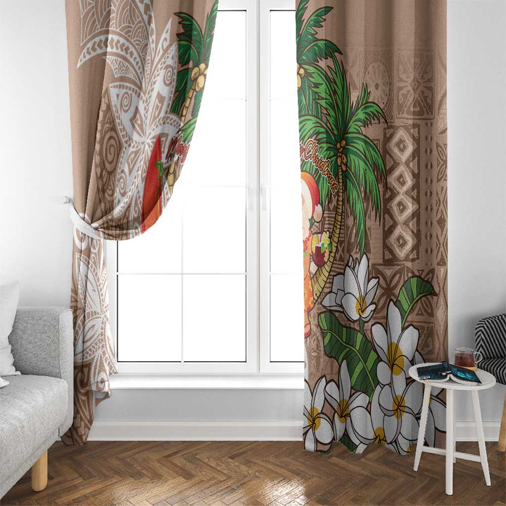 Polynesian Window Curtain Tropical Santa - Plumeria Beige Vintage LT7 - Polynesian Pride