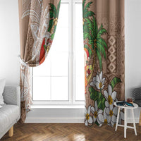 Polynesian Window Curtain Tropical Santa - Plumeria Beige Vintage LT7 - Polynesian Pride