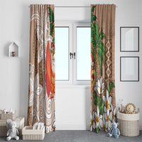 Polynesian Window Curtain Tropical Santa - Plumeria Beige Vintage LT7 - Polynesian Pride
